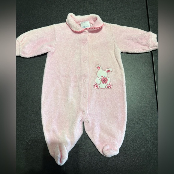Vintage Carter's Pink Fleece Baby One Piece - Picture 1 of 4